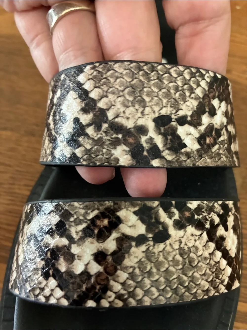 Topshop Snake Print Platform Sandals - Black & Beige